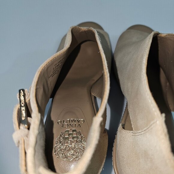 Vince Camuto Fareena Ankle Bootie Womens 11 Tan Leather Peep Toe Block Heel - Picture 10 of 14